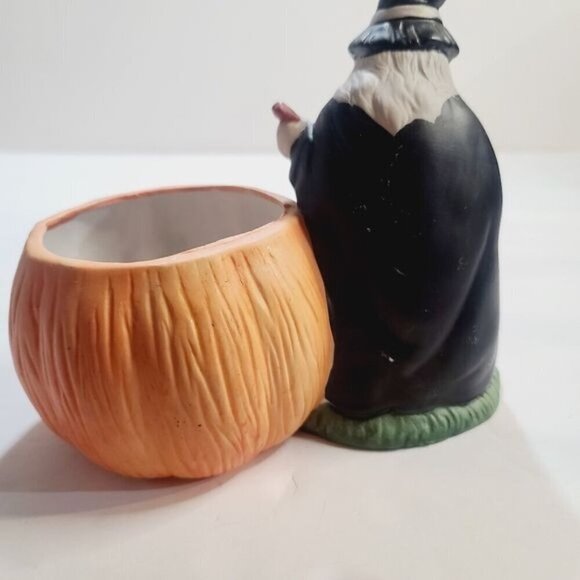 Vintage Halloween Witch Pumpkin Ceramic Tea Light Candle Holder - Picture 2 of 16
